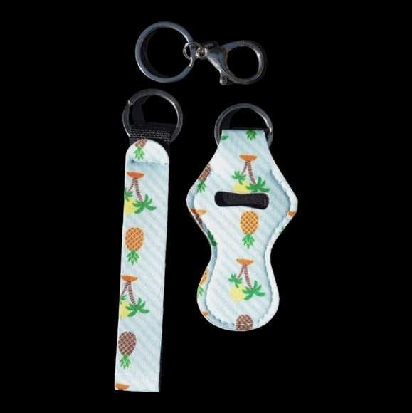 5 / $25 Lip Balm Holder Keychain Pineapple Lipstick Keychain Tropical Keyring - Picture 3 of 16